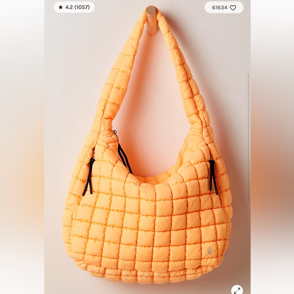 NWOT FP Movement Quilted Carryall Bag Color Neon Clementine.